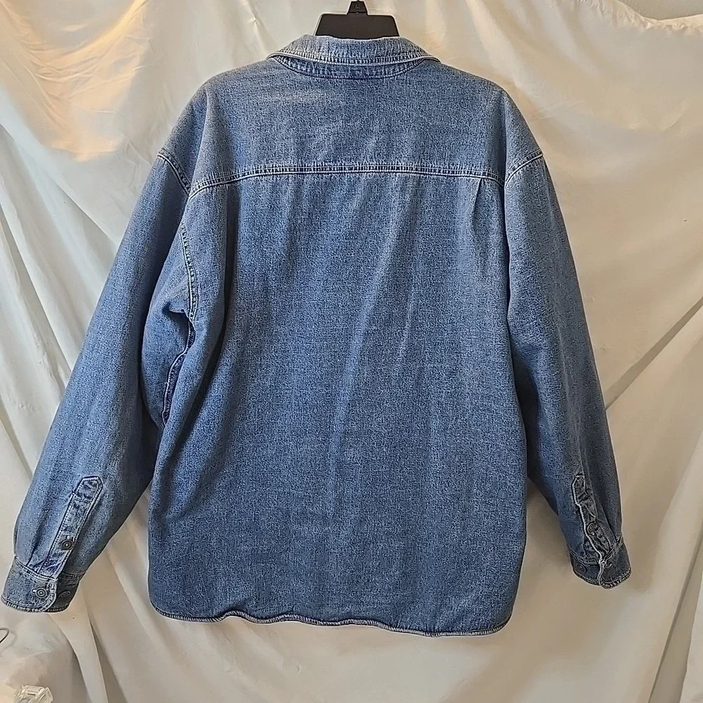 Levi's Strauss Denim Fleece-lined Shacket Jacket Men's Size L Button Up Trucker‎
